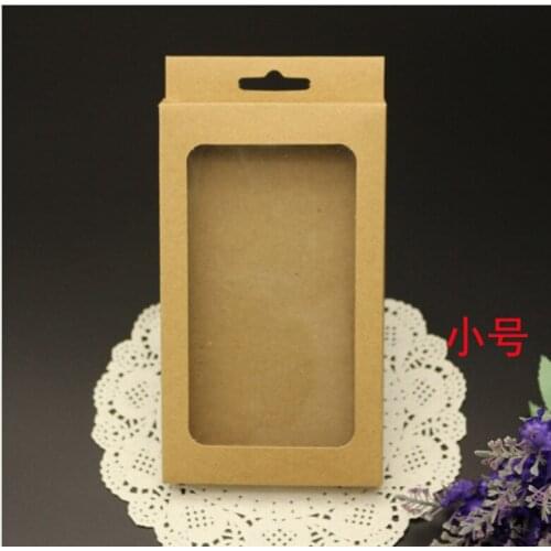 50Pcs/Lot 156*90*15mm Small Kraft Paper Packaging Hang Hole Box Gift Earphone Cardboard Package Window Box