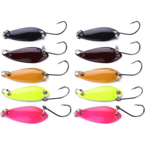 50pcs Mini Fishing Lure 3cm 3g Spoon Metal Lures Colorful Spinnerbsit Minnow Small Fish Single Hook Jig Stream Trout Winter Ice