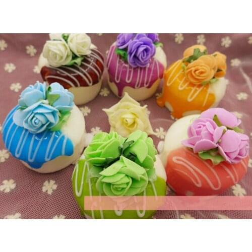 6pcs/lot Home Decor Decoration Crafts Miniatures PU Restaurant Simulation Heart Shaped Fruit Cream Cake Model Fridge Magnets