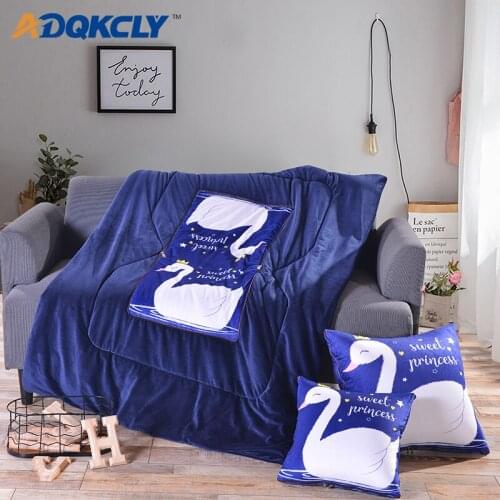 ADQKCLY Cartoon Thick Bedding Blanket Coral Fleece throw Pillows for Car Airplane Blanket Office Multifunctionl Warm Cushion
