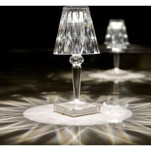 Diamond LED Table Lamp USB Rechargeable Acrylic Decoration Lamp Bedroom Bedside Crystal Desk Lamps Gift Touch Switch Night Light