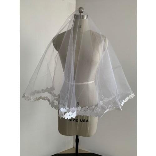 Applique High-quality Bridal Wedding Veil Mid-length Single-layer Dress Hair Accessories