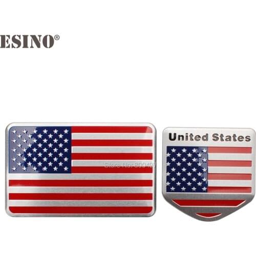Car Styling New Design America US National Flag Set 3D Metal Chrome Aluminium Alloy 3D Emblem Badge Sticker Decal Auto Accessory