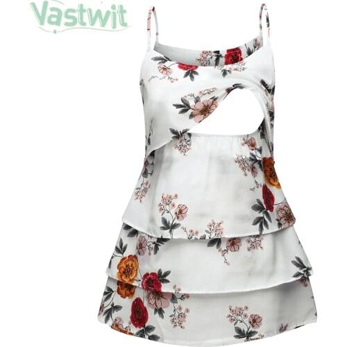 Maternity Clothes Plus Size Tees Pregnant Strappy Tiered Vest Sleeveles Nursing Tank Tops Pregnancy Breastfeeding Blouse T-Shirt