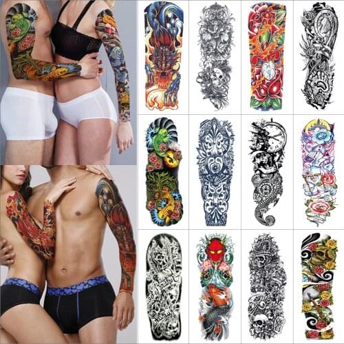 Big Tattoo Sleeve for Arm Temporary tattoo for men and women skull flower peacock 2 piece Big tattoo for lovers