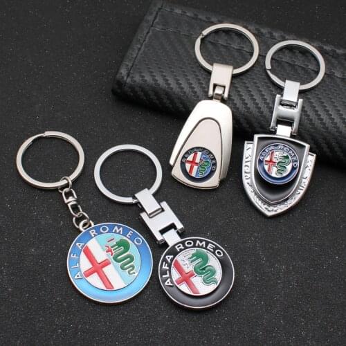 1PCS 3D Metal Alfa Romeo Emblem Key Ring Keychain Key Holder For Alfa Romeo 159 147 156 166 Giulietta Giulia Styling Accessories