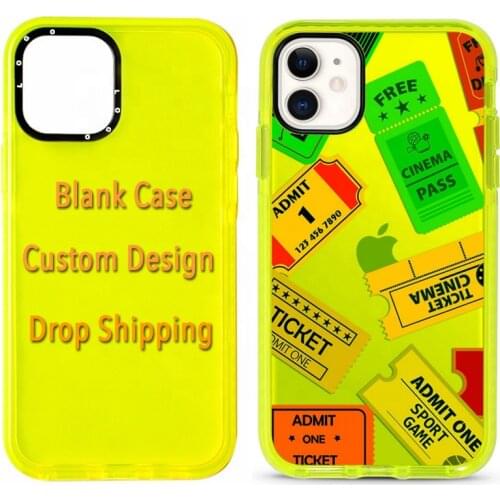 Custom Name Phone Case Black Camera Ring Impact Neon Case for iPhone 11 12 Pro Max TPE+TPU Cell Phone Case