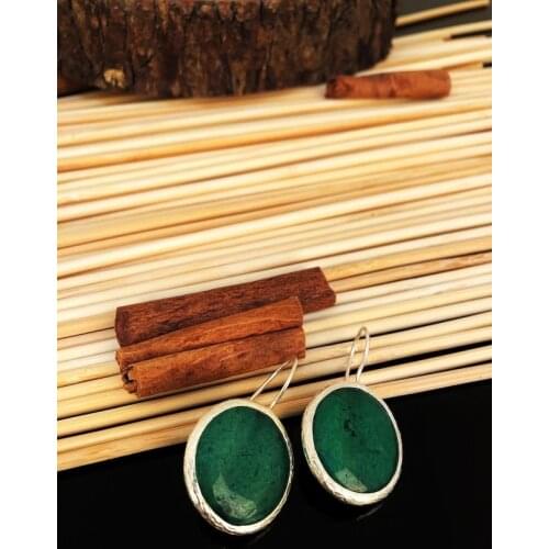 Dr Stone Natural Stone handmade agate Stone silver plated women Earrings K 439799500