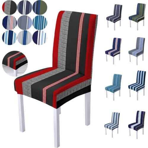 British Style Geometric Printed Elastic Chair Cover for Dinning Room Wedding Party Banquet High Back Chair Protective Cover