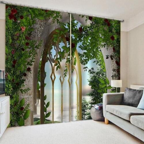 Photo green scenery europe door curtains 3D Window Curtains For Living Room Bedroom 3d stereoscopic curtains