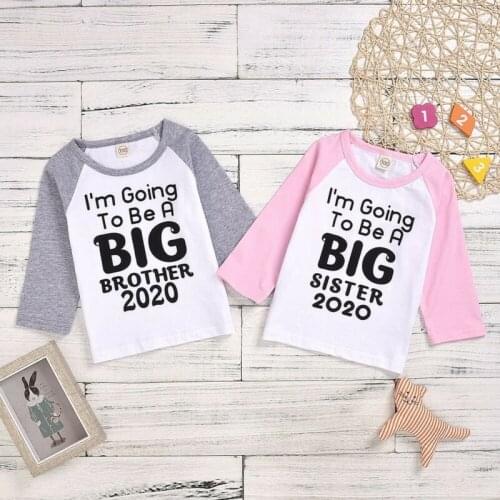 Big Brother Sister Letter Baby Boy Girl Kids T-shirt Tops Matching Outfit Clothes Long Sleeve Toddler Cotton T-shirts