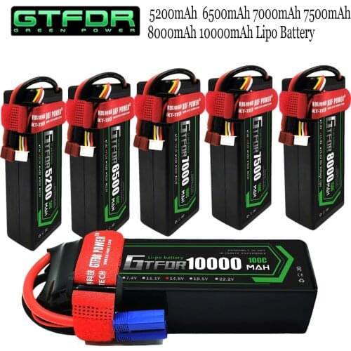 GTFDR 2pcs 3S 4S 11.1V 11.4V 14.8V 5200mAh 6400mAh 6750mAh 7500mAh 8400mAh 8000mAh 100C 200C 130C 260C 140C 280C for RC 1/8 Car