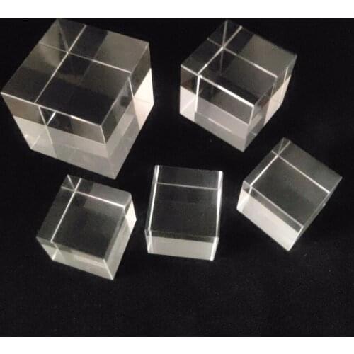 Crystal Prism Artificial Glass Hexahedron Prism 4x4 3x3 5x5cm for Photography Decorations Scientific Experimental Instrument