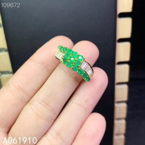 KJJEAXCMY boutique jewelry 925 sterling silver inlaid natural emerald gemstone ladies classic ring support detection popular