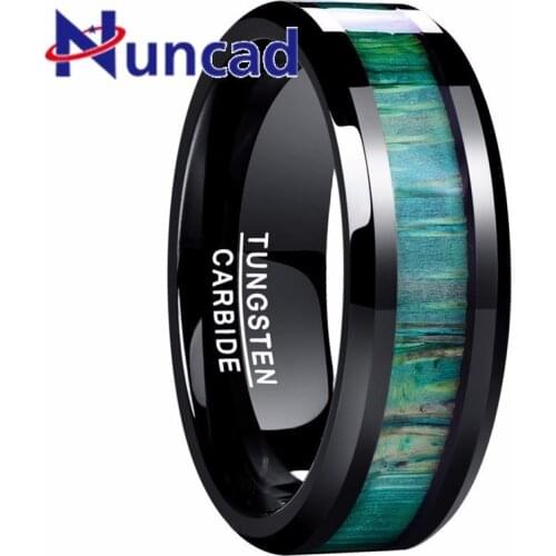 New 100% Tungsten Carbide Male Ring Green Wood Surface Tungsten Steel Ring Wedding Bands Men Knuck Finger Rings Fine Jewelry