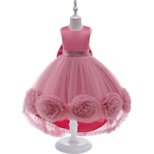 Pretty Summer Childrens Clothing Party Elegant Princes High Low Tutu Tulle Girls Gowns Kids Wedding Ceremony Dresses