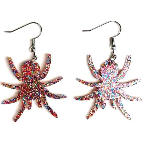 Colorful Spider Acrylic Geometric Halloween Earrings for Women Unusual Cool Cute Y2k Woman Earring Harajuku Aesthetic Jewelry