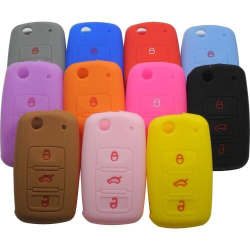 Kutery 50pcs 3 Buttons Silicone Key Case For VW Seat Polo Passat Golf Jetta Tiguan Plus Eos Scirocco Beetles FOB Cover