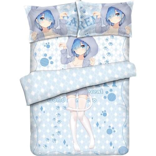 MGF 2020 Updated Re: Life in a Different World from Zero Rem Anime Bedding Set Girls Bedlinen Duvet Cover Pillowcases