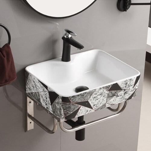 Nordic minimalist small household washbasin wall ceramic washbasin bathroom simple washbasin balcony hanging basin