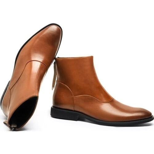 2021 Autumn Winter Genuine Leather Boots Cow Leather Shoes For Men Handmade Black Brown Botas Mens Motorcycle Boots