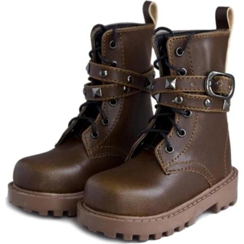 [wamami] 46# Brown SD17 Locomotive BJD Dollfie Rivet Synthetic Leather Shoes/Boots