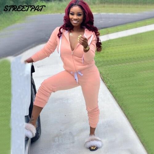 Solid Casual Hoodies Women Tracksuit 2 Piece Set Winter Zipper Sweatshirt+Sweatpants Matching Outfits Joggers Women Set