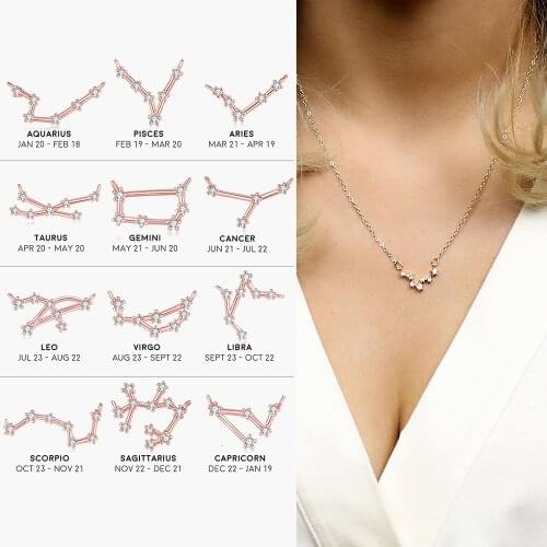 12 Zodiac Signs Constellation Necklace For Women Birthday Gift Choker Chain On The Neck Womens Accessories Fashion Jewelry N623