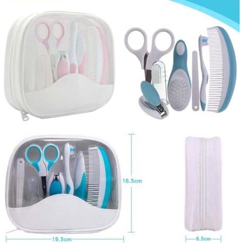 Nail File Finger Toothbrush Round Head Scissors Baby Children Grooming Set Nail Clipper Hair Brush Comb + Storage Bag 7pcs/set
