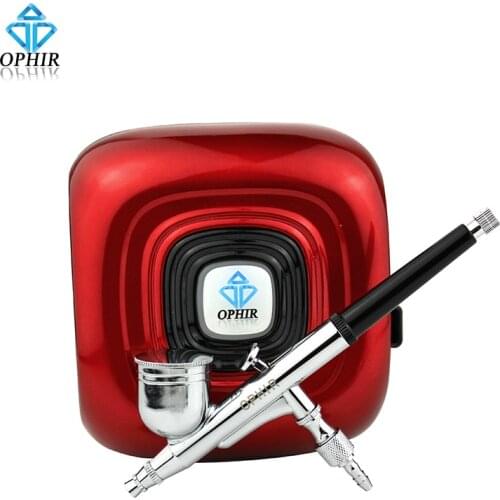 OPHIR Portable 0.3mm Airbrush Mini Air Compressor Kit for Nail Ar Makeup Professional Nail Tools _AC123R+AC004