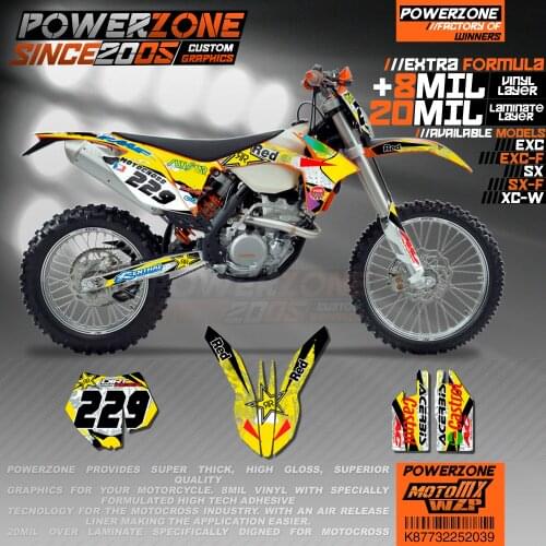 PowerZone Custom Team Graphics Backgrounds Decals 3M Stickers Kit For KTM SX SXF MX EXC XCW Enduro 125cc to 500cc 2011-2016 039