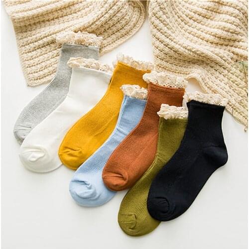 Q Lace Frilly Ruffle Socks Kawaii Cute Korean Style Women Cotton Woman Calcetines De La Mujer Kobieta Skarpety Meia Chaussette
