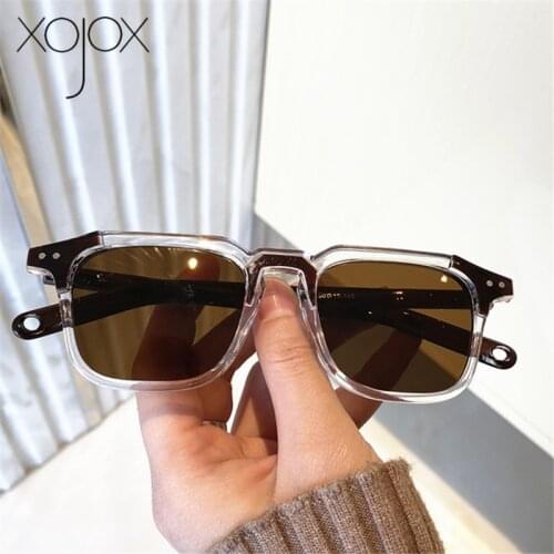 XojoX Vintage Sunglasses Women Men Brand Deisgner Small Square Sun Glasses Male Female Transparent Frame Retro Eyewear UV400