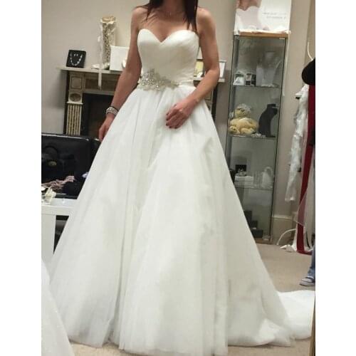 Vestido de Noiva 2021 Romantic Organza Wedding Dress a-line beaded sashes backless Bridal Gown wedding gown Robe De Mariee