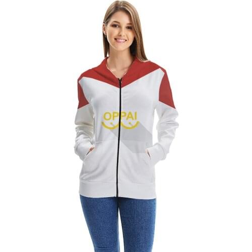 Anime One Punch man Saitama Oppai Hoodie Sweatshirt Men Cartoon Zipper Hoodie Jacket Outerwear Cosplay Costume