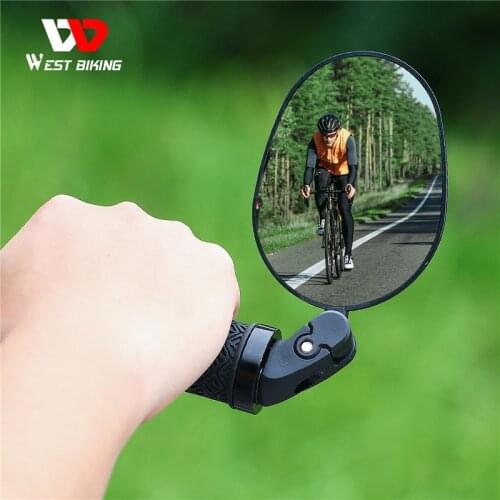WEST BIKING Wide Angle Bike Rearview Mirror MTB Road Bicycle Handlebar Mirror 360 Rotation Adjustable Cycling Rear View Mirror