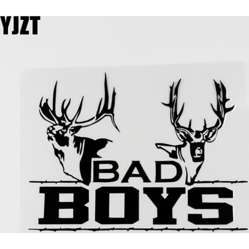 YJZT 15.7CMX11.7CM Bad Boys Hunting Deer Vinyl Car Sticker Decal Black/Silver 8C-0033