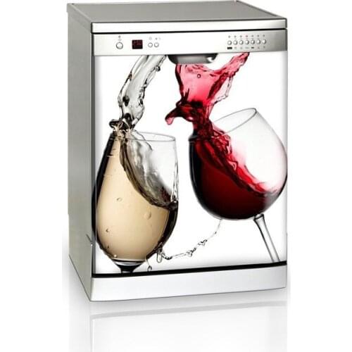 3D Wine Glasses Dishwasher Refrigerator Freeze Sticker Kids Art Fridge Door Cover Wallpaper Kitchen accessory