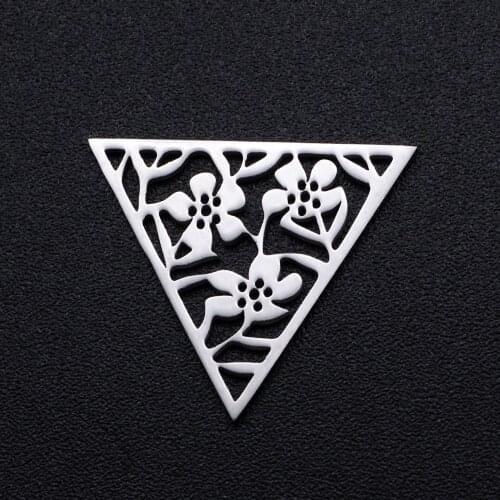 5pcs/lot Stainless Steel Flower Triangles Connector Charms Pendants Wholesale Connector Bracelet Making Charms Never Tarnish
