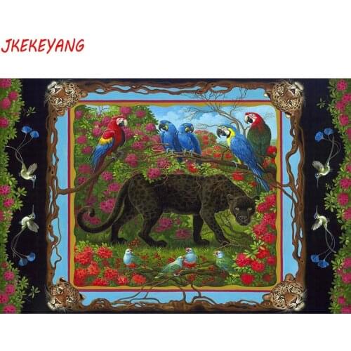 5D DIY square/round Diamond painting Parrot and leopard Cross Stitch Diamond Embroidery Pattern Rhinestone J2590