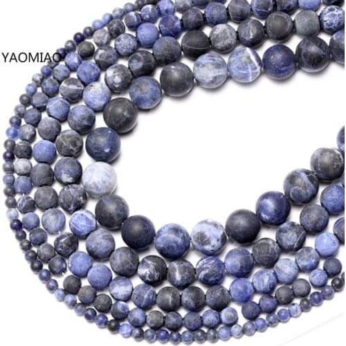 Natural Dull Polish Matte Old Blue Sodalite Loose Beads 4/6/8/10/12mm Pick Size Beads For Jewelry Making