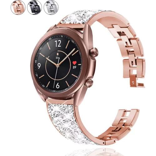 20 22MM Diamond Belt for Samsung Galaxy Active 2 40 44mm 42 46mm Gear S3 Classic/Frontier Huawei GT 2e Stainless Steel Bracelet