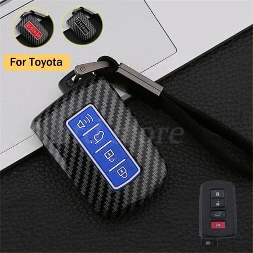 4 Buttons Carbon Fiber Car Remote Smart Key Fob Case Cover Holder Shell Skin Bag For Toyota Highlander RAV4 Accessories Styling