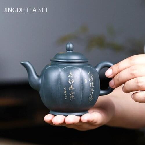 Handmade Yixing Purple Clay Teapots Raw Ore Dark Green Mud Tea Pot Chinese Filter Kettle Household Teaware Accessories 250ml