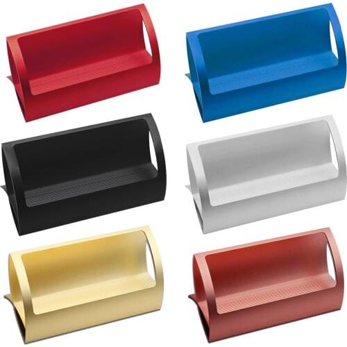 Innovative Aluminum Alloy Office Q Shape Business Card Holder Modern Name Card Case Display Organizer Corrugated Design