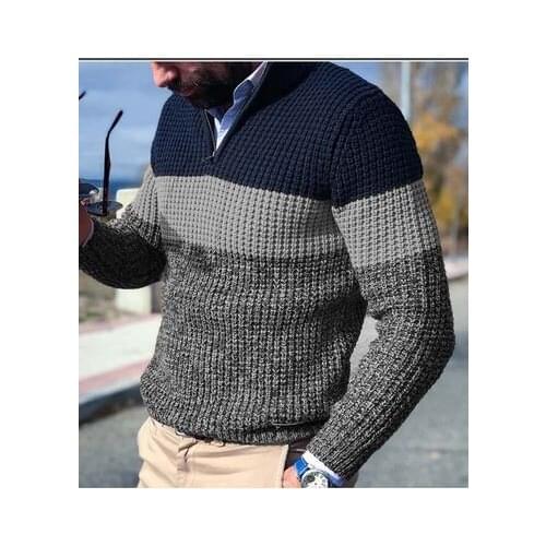 Color Bock Men Knitted Sweater Autumn Winter Warm Pullover Jumper Plus Size Long Sleeve Casual Oversize Man Knitwear Tops 2021