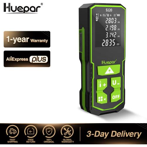 Huepar Laser Distance Meter 120M Electronic Roulette LCD Digital Laser Rangefinder Trena Metro Measuring Tape Ruler Test Tools