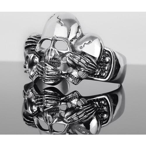 European and American punk style jewelry retro hollow mens skull titanium steel bracelet