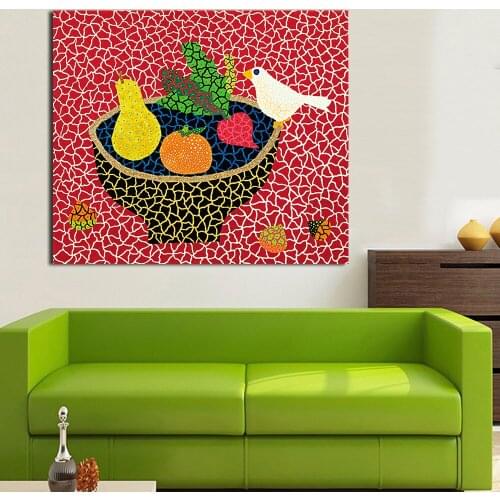 JQHYART Yayoi Kusama Birds Wall Painting Picture Leaf Home Decorative Art Picture Paint On Canvas Prints no Frame Paintings