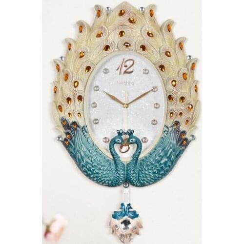 COLORFUL PEACOCK WALL CLOCK QUARTZ ART ANTIQUE NORDIC CREATIVE WALL CLOCK MODERN DESIGN RELOJES DE PARED HOME DECOR DE50ZB